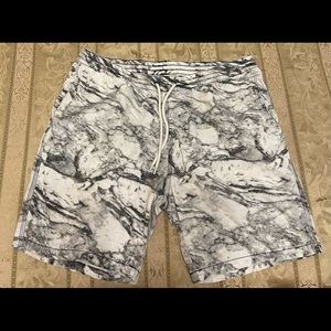 Black & white stone wash shorts